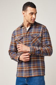 Rust Brown/Navy Blue Check Shacket (A33442) | 45 €