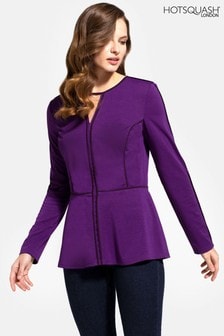 HotSquash Purple Jersey Keyhole Top With Contrast Seams (A33908) | $114