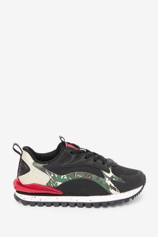 Black/Red Camouflage Elastic Lace Trainers (A34164) | €37 - €46