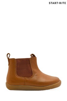 Start-Rite Avenue Tan Brown Leather Zip-Up First Boots F Fit (A34471) | €61