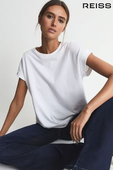 Reiss White Tereza Cotton-Jersey Crew Neck T-Shirt (A34570) | AED252