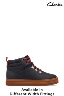 Clarks Blue Leather With Lace And Zip Fastening Wide Fit G Fit Hiking Boots (A34620) | 33 €