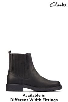 Clarks Black Standard Fit (F) Leather Orinoco2 Womens Mid Boots (A34648) | 68 €