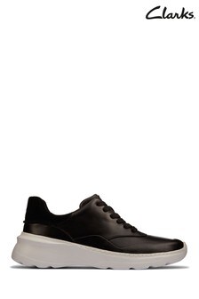 Clarks Black Leather Sprint Lite Lace Trainers