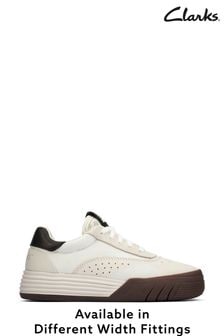 Clarks Off White Suede Cica Skater Wide Fit Trainers (A34847) | €65