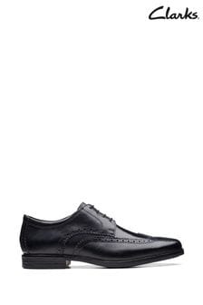 Clarks Black Leather Howard Walk Shoes (A34873) | €93