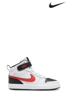 Nike White/Red Court Borough Mid Junior Trainers (A35916) | 18,100 Ft