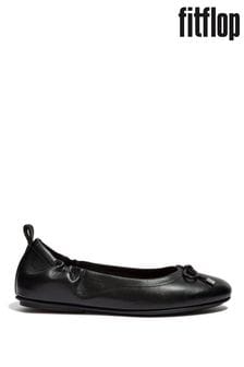 FitFlop Black Allegro Bow Leather Ballet Pumps (A36132) | $135