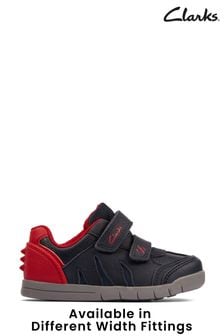 Clarks Navy Blue/Red Multi Fit Leather Dinosaur Trainers (A36139) | €26 - €27