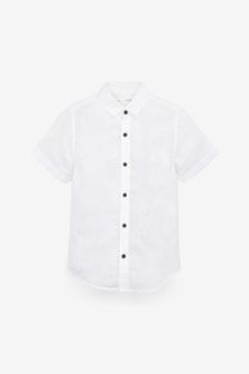 White Short Sleeve Linen Mix Shirt (3-16yrs) (A36296) | €13 - €18.50