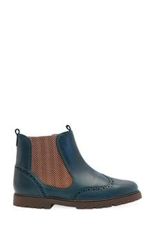 Start-Rite Chelsea Green Leather Zip-Up Brogue Boots (A36328) | $81