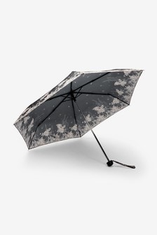 Schwarzes florales Muster - Regenschirm mit Randdruck (A36437) | 14 €