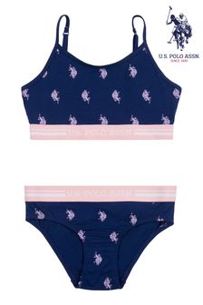 U.s. Polo Assn. Blue Bralette & Brief Underwear Set (A36681) | DKK210 - DKK250