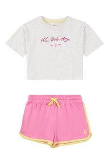 U.s. Polo Assn. - Completo T-shirt e shorts per il tempo libero rosa (A36684) | €37 - €45
