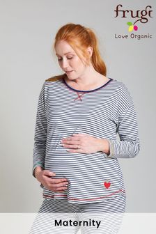 Frugi Organic Cotton Maternity & Nursing Blue Stripe Pyjama Top