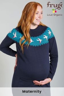 Frugi Organic Navy Blue Maternity Knitted Jumper Dress (A37303) | $107