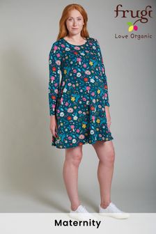 Frugi Organic Green Floral Maternity Tunic Dress (A37304) | $81