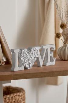 White Love Heart Word Ornament (A37496) | 15 €