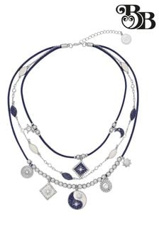 Bibi Bijoux Silver Tone And Navy Night & Day Triple Row Layered Necklace (A37609) | ₪ 233