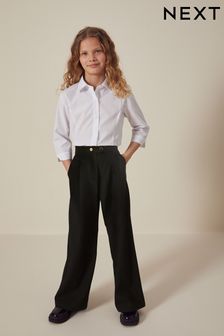 Longer Length Black Senior Wide Leg Trousers (9-18yrs) (A37657) | AED63 - AED82