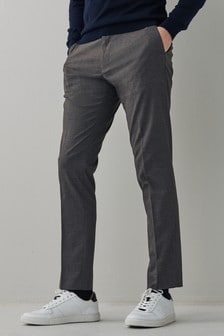 Taupe Slim Fit Textured Trousers With Motion Flex Waistband (A37923) | €9