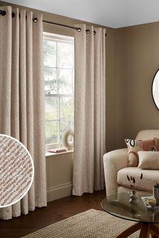 Natural Chevron Eyelet Lined Curtains (A37935) | kr670 - kr1,340