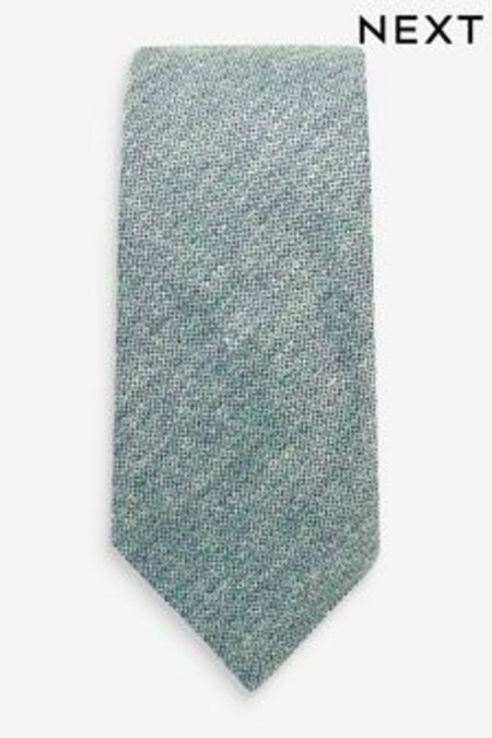 Verde salvia - Corbata texturizada de mezcla de lino (A38134) | 15 €