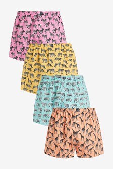 Safari Animal Pattern Woven Pure Cotton Boxers 4 Pack (A38174) | $39
