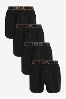 黑色金屬光燦腰帶 - 4 件裝 - 寬鬆剪裁純棉四角褲 (A38190) | HK$197