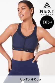 Navy Blue Active Sports DD+ Zip Front High Impact Bra (A38249) | $48