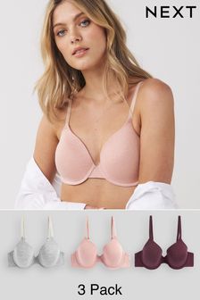 Plum Purple/Pink/Grey Marl Pad Full Cup Cotton Blend Bras 3 Pack (A38268) | $52