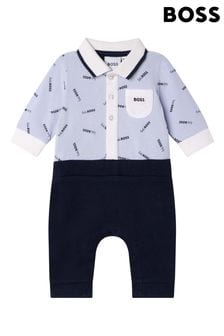 BOSS Baby Blue Logo Printed Romper (A38334) | AED497