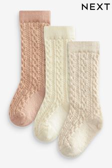 Neutral Knee Length Baby Socks 3 Pack (0mths-2yrs) (A38385) | $9