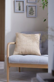 Natural Jute Blend Check Global Collection Cushion (A38633) | 78 QAR