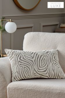 White Animal Cut Velvet Cushion (A38635) | ₪ 131