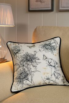 Natural Elina Floral Linen Blend Cushion (A38648) | 18 €