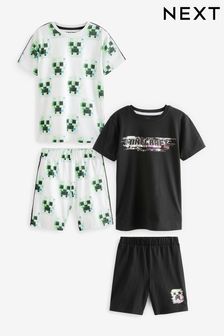 Green/Black Minecraft 2 Pack Short Pyjamas (3-16yrs) (A38793) | ￥3,940 - ￥5,050