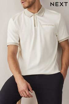أبيض بيج فاتح - قميص بولو بياقة أنيقة (A39467) | 104 د.إ