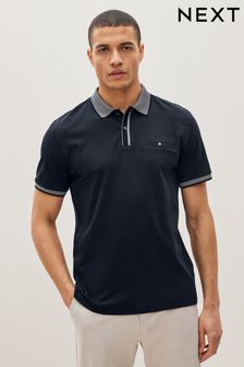 Navy Blue Smart Collar Polo Shirt (A39468) | LEI 186