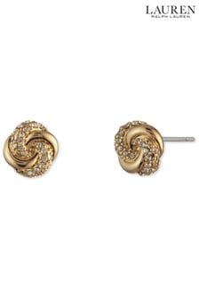 Lauren Ralph Lauren Gold Tone Pave Knot Stud Earrings (A3V938) | LEI 209