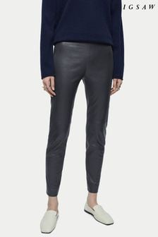 Jigsaw Blue Stretch Leather Leggings (A40301) | $600