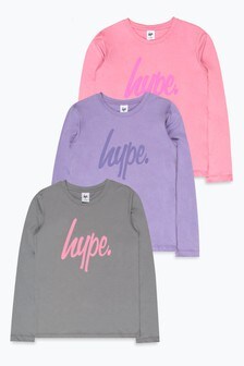 Hype. Pink Script Long Sleeve T-Shirts 3 Pack (A40429) | KRW65,700 - KRW78,800