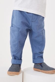Blue Side Pocket Linen Blend Trousers (3mths-7yrs) (A40753) | kr93 - kr120