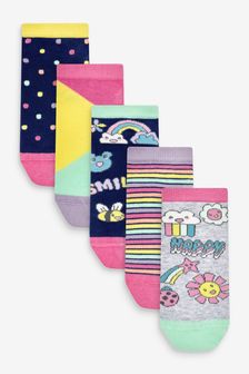Pink/Grey Character 5 Pack Cotton Rich Trainer Socks (A40948) | €8