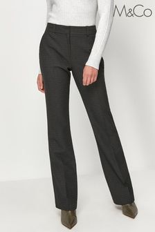 M&Co Grey Check Print Bootcut Trousers (A41363) | $59