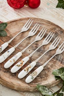 Wrendale Set of 6 White Royal Worcester Christmas Pastry Forks (A41390) | €31