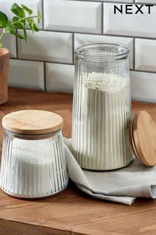 Clear Ribbed Glass Storage Jars (A41520) | AED40 - AED57