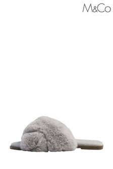 M&Co Grey Furry Mule Slippers (A41890) | CA$54
