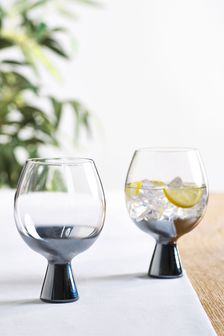Ombre Pewter Aubrie Chunky Set of 2 Balloon Glasses (A41926) | 28 €