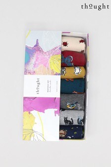 Thought Grey Annette Animal Bamboo Organic Cotton 7 Sock Box (A41961) | 47 €